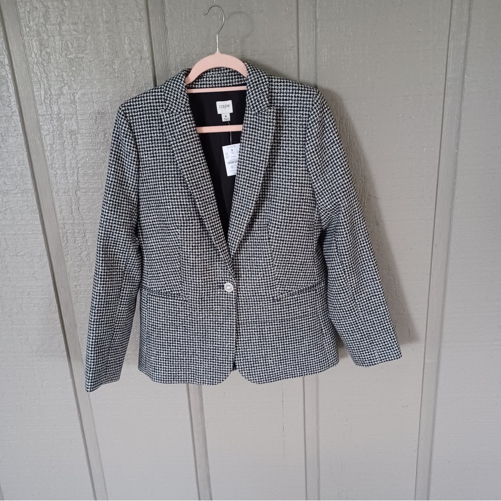 J. Crew Classic Black and White Checkered Blazer